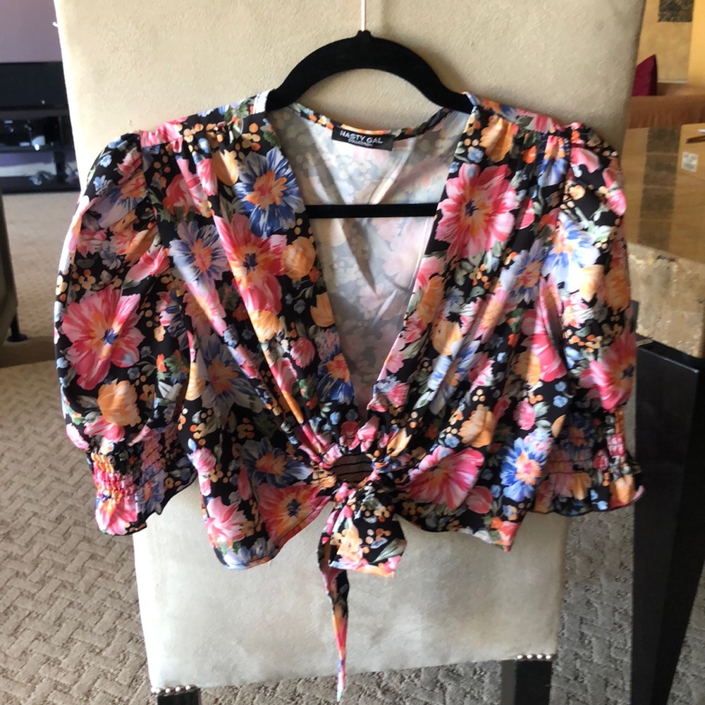 Nasty Girl Cropped Floral Top